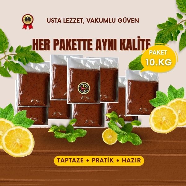 10 KG vakumlu toptan çiğ köfte paketi görseli – her pakette aynı kalite Başlık (Title):