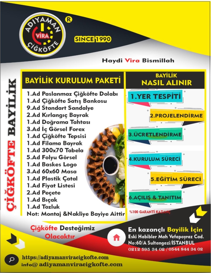 Adıyaman Vira Çiğköfte bayilik kurulum paketi ve bayilik süreci görseli